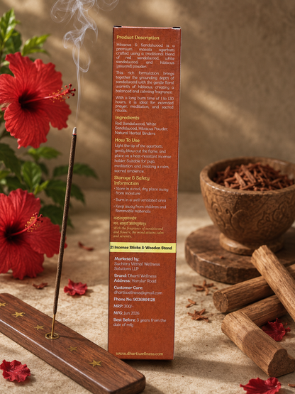 Hibiscus & Sandalwood Organic Agarbatti | No Carbon | Mild Fragrance