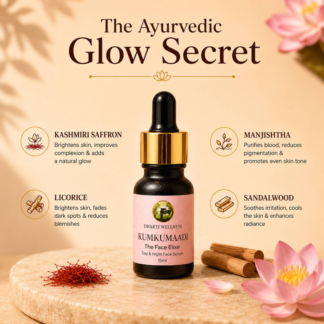 Kumkumaadi Day & Night Face Serum -  Anti Aging | Anti - Pigmentation | Brightening | Anti Acne | Clear Skin
