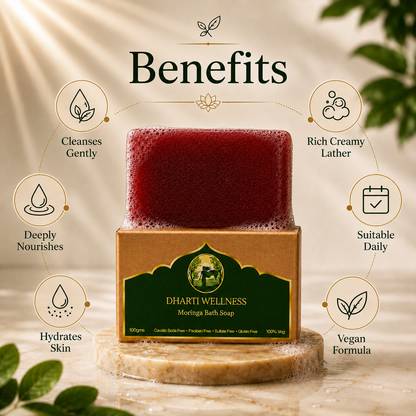 Moringa Bath Soap -  | Organic | Natural | Caustic - Soda Free | Dry Itchy Skin | Hydrating | Stress Relief