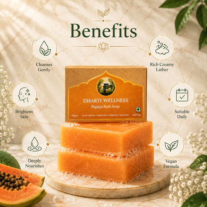 Papaya Bath Soap -  Organic | Natural | Caustic - Soda Free | For Dry - Skin | Nourishing | Brightening | Glow