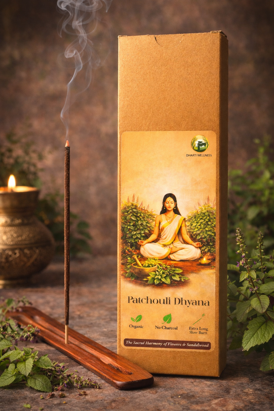 Patchouli Dhyana Organic Agarbatti | No Carbon | Mild Fragrance