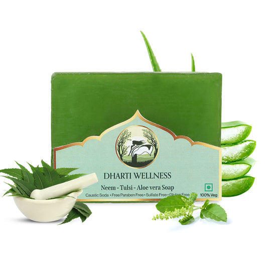 Neem and Tulsi Aloe Vera Soap -  | Organic | Natural | Caustic - Soda Free | Cleansing | Soothes Irritation | Reduces Acne | Moisturiser | Antibacterial | Cooling